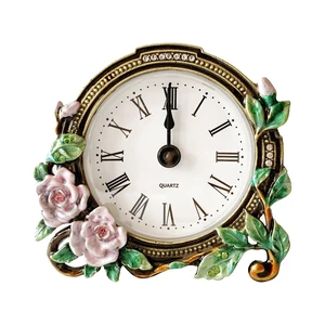 Silent Mini Vintage Analog Table Clock with Hand-Painted Metal Body and Battery Operated Non-Ticking Core for Shelf, Bedroom, Bedside, Desk, Gift Clock Silent Mini Vintage Analog Table Clock with Hand-Painted Metal Body and Battery Operated Non-Ticking Core for Shelf, Bedroom, Bedside, Desk, Gift Clock