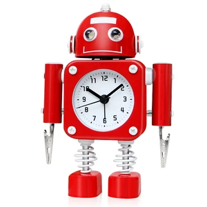 Non-Ticking Robot Alarm Clock Stainless Metal - Wake-up Clock with Flashing Eye Lights and Hand Clip (Ruby Red) Non-Ticking Robot Alarm Clock Stainless Metal - Wake-up Clock with Flashing Eye Lights and Hand Clip (Ruby Red)