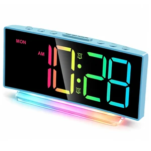 Loud Alarm Clock for Heavy Sleepers Adults,Kids,Teens,Digital Desk Clock with USB Port,Large Numbers,7 Color Night Light,Modern Electronic Plug in Simple Clock for Bedroom(Blue+Dynamic) Loud Alarm Clock for Heavy Sleepers Adults,Kids,Teens,Digital Desk Clock with USB Port,Large Numbers,7 Color Night Light,Modern Electronic Plug in Simple Clock for Bedroom(Blue+Dynamic)