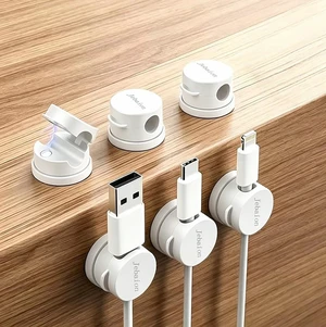 6-piece Set 360° rotatable Magnetic Cable Clips, can fix Cables in 1 Second, Suitable for Desktop Organization, Bedside Tables, Office, and car Interior Charging Cable Management. (White) 6-piece Set 360° rotatable Magnetic Cable Clips, can fix Cables in 1 Second, Suitable for Desktop Organization, Bedside Tables, Office, and car Interior Charging Cable Management. (White)