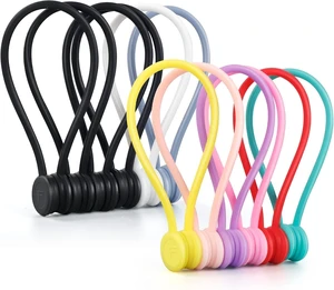 Magnetic Cable Ties Reusable Silicone Magnetic Cord Organizers for Bundling, Fridge Clips, Book Markers & More Assorted Colors for Efficient Cable Management (Black Color, 12-Pack) Magnetic Cable Ties Reusable Silicone Magnetic Cord Organizers for Bundling, Fridge Clips, Book Markers & More Assorted Colors for Efficient Cable Management (Black Color, 12-Pack)