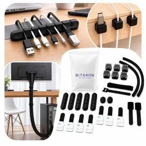 Cable Management Kit for Desk, 34-Piece, Black, Magnetic Organizer, Silicone Clips, Sleeve Wrap, Adhesive Cord Holders Office, Home & Gaming Setup Cord Organizer Black Cable Management Kit for Desk, 34-Piece, Black, Magnetic Organizer, Silicone Clips, Sleeve Wrap, Adhesive Cord Holders Office, Home & Gaming Setup Cord Organizer Black