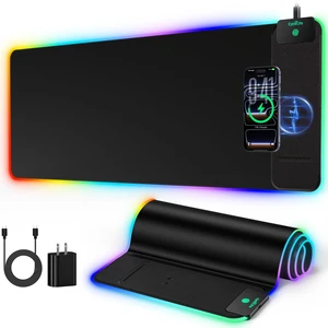 15W Wireless Charging RGB Gaming Mouse Pad with 20W Adapter, XXL Desk Mat | 31.5"x11.8" Large Smooth Surface, 16 Lighting Modes, Keyboard Pad with Non-Slip Rubber Base, Waterproof, Black 15W Wireless Charging RGB Gaming Mouse Pad with 20W Adapter, XXL Desk Mat | 31.5"x11.8" Large Smooth Surface, 16 Lighting Modes, Keyboard Pad with Non-Slip Rubber Base, Waterproof, Black