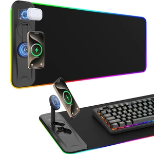 Gaming Mouse Pad Wireless Charging Magnetic Rotating Phone Stand | RGB Desk Mat Extended Large LED Mouse Pad 800x300x4mm, Waterproof Non-Slip Keyboard Mat (Adapter Not Included) Gaming Mouse Pad Wireless Charging Magnetic Rotating Phone Stand | RGB Desk Mat Extended Large LED Mouse Pad 800x300x4mm, Waterproof Non-Slip Keyboard Mat (Adapter Not Included)