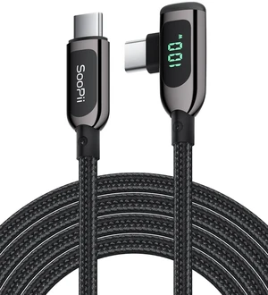 100W Right Angle USB C to USB C Cable,6.6FT Zinc Alloy Case Nylon Braided Type-C Cable with LED Display for lPad Mini/Air/Pro,MacBook Pro,Samsung S23/S22/S10,Pixel,LG(2m,Black) 100W Right Angle USB C to USB C Cable,6.6FT Zinc Alloy Case Nylon Braided Type-C Cable with LED Display for lPad Mini/Air/Pro,MacBook Pro,Samsung S23/S22/S10,Pixel,LG(2m,Black)