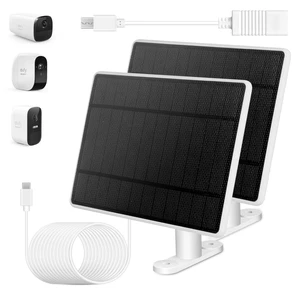 2 Pack Solar Panel for eufy Camera,Security Camera,5V 4W Solar Panel for eufy Cam 2/2 Pro,2C/2C Pro,IP65 Waterproof USB-C Solar Panel Charger for eufy with Micro USB & Rubber Plug 2 Pack Solar Panel for eufy Camera,Security Camera,5V 4W Solar Panel for eufy Cam 2/2 Pro,2C/2C Pro,IP65 Waterproof USB-C Solar Panel Charger for eufy with Micro USB & Rubber Plug