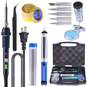 947-III 60W Soldering Iron Kit Adjustable Temperature with Sticky Holder, Tip Cleaner, Cleaning Sponge Power Switch, Operation Indicator, Portable Soldering Kit 947-III 60W Soldering Iron Kit Adjustable Temperature with Sticky Holder, Tip Cleaner, Cleaning Sponge Power Switch, Operation Indicator, Portable Soldering Kit
