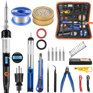 Soldering Iron Kit, 80W LCD Digital Soldering Gun with Adjustable Temperature Controlled, ON-Off Switch, 5pcs Soldering Tips, Solder Wire Tube, Desoldering Pump, 14pcs Welding Tool Soldering Iron Kit, 80W LCD Digital Soldering Gun with Adjustable Temperature Controlled, ON-Off Switch, 5pcs Soldering Tips, Solder Wire Tube, Desoldering Pump, 14pcs Welding Tool