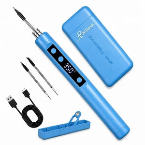Cordless Soldering Iron, Digital Soldering Pen for Electronics, Blue | 10s fast heat, 180-450°C adjustable temperature and USB rechargeable design for circuit boards, wires, repairs and DIY Cordless Soldering Iron, Digital Soldering Pen for Electronics, Blue | 10s fast heat, 180-450°C adjustable temperature and USB rechargeable design for circuit boards, wires, repairs and DIY