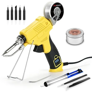Soldering Iron Kit 60W Auto Feed with LCD Tem Control, 5 Tips | Soldering gun Keeps One Hand Free, 180500°C, Desoldering Pump and Tip Cleaner for Circuit Board, DIY, Electronic Repair Soldering Iron Kit 60W Auto Feed with LCD Tem Control, 5 Tips | Soldering gun Keeps One Hand Free, 180500°C, Desoldering Pump and Tip Cleaner for Circuit Board, DIY, Electronic Repair