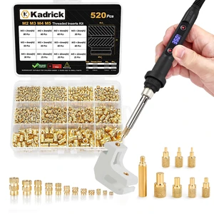 80W Soldering Iron Heat Insert Tool with M2-M5 Heat Set Inserts | 520Pcs Brass Heat set inserts,With Insert Tips,Professional Set For 3D Printing 80W Soldering Iron Heat Insert Tool with M2-M5 Heat Set Inserts | 520Pcs Brass Heat set inserts,With Insert Tips,Professional Set For 3D Printing