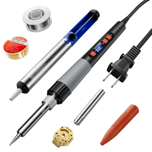 90W Digital Soldering Iron Kit for Electronics with Adjustable Temperature | 356-932°F (180-500°C) with ON/OFF Switch, Includes Desoldering Pump, Extra Tips & Accessories 90W Digital Soldering Iron Kit for Electronics with Adjustable Temperature | 356-932°F (180-500°C) with ON/OFF Switch, Includes Desoldering Pump, Extra Tips & Accessories