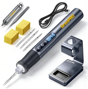 Cordless Soldering Iron Kit, 7 Seconds Fast Heating (300F-1020F), Auto Sleep, 3 Precision Soldering Tips (C210), 360 Swivel Stand, Digital Display, LED Light for Precision Repair Cordless Soldering Iron Kit, 7 Seconds Fast Heating (300F-1020F), Auto Sleep, 3 Precision Soldering Tips (C210), 360 Swivel Stand, Digital Display, LED Light for Precision Repair
