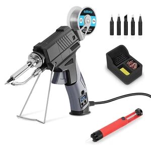 Soldering Iron gun Kit,60W Auto Feed Soldering Kit with Adjustable Temperature LCD Display,Wire,Tip Cleaner Kit,5Tips,Pump for Electronic PCB Repair,DIY Soldering Iron gun Kit,60W Auto Feed Soldering Kit with Adjustable Temperature LCD Display,Wire,Tip Cleaner Kit,5Tips,Pump for Electronic PCB Repair,DIY