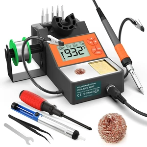Soldering Station, 140W Digital Display Soldering Iron Station Kit with 2 Helping Hands, 356°F-932°F, Auto Sleep, °C/°F Conversion, Solder Wire, 5 Tips, Solder Sucker, Tweezers, Tip Cleaner, Gray Soldering Station, 140W Digital Display Soldering Iron Station Kit with 2 Helping Hands, 356°F-932°F, Auto Sleep, °C/°F Conversion, Solder Wire, 5 Tips, Solder Sucker, Tweezers, Tip Cleaner, Gray