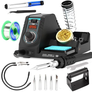 926LED V3 Entry-Level 60W Soldering Station Iron Kit in Black with Temperature Control includes Helping Hands, Lead-Free Solder, 6 Soldering Tips, ESD-Safe Tweezers, Sleep Mode 926LED V3 Entry-Level 60W Soldering Station Iron Kit in Black with Temperature Control includes Helping Hands, Lead-Free Solder, 6 Soldering Tips, ESD-Safe Tweezers, Sleep Mode