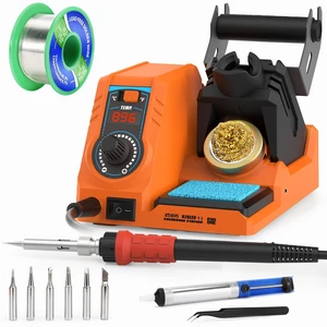 V1 110W High-Power Compact Soldering Iron Station Kit w Temp Control | 110w fast-heating, space-saving integrated soldering station w iron holder, solder wire dispenser, sponge & brass tip cleaner V1 110W High-Power Compact Soldering Iron Station Kit w Temp Control | 110w fast-heating, space-saving integrated soldering station w iron holder, solder wire dispenser, sponge & brass tip cleaner
