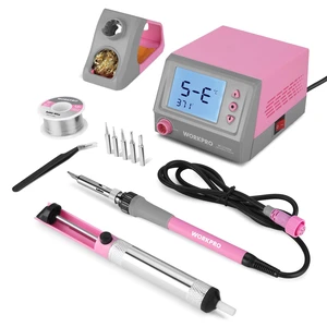 Soldering Station, 60W Soldering Iron Kit Digital Display, 5 Extra Iron Tips, Precision Temperature Control Solder Station for Electronic Repair, DIY Enthusiasts - Pink Ribbon Soldering Station, 60W Soldering Iron Kit Digital Display, 5 Extra Iron Tips, Precision Temperature Control Solder Station for Electronic Repair, DIY Enthusiasts - Pink Ribbon