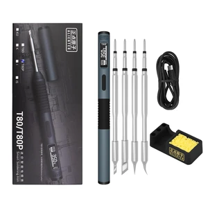 Soldering Iron Kit, 100W Fast Heating T80/T80P Digital Soldering Iron PD/QC,Type-C Portable Digital OLED Screen Display, Auto Sleep (T80P+C2C+4 type tips) Soldering Iron Kit, 100W Fast Heating T80/T80P Digital Soldering Iron PD/QC,Type-C Portable Digital OLED Screen Display, Auto Sleep (T80P+C2C+4 type tips)