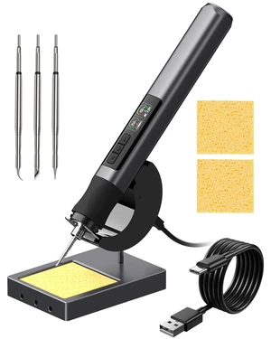 Cordless Soldering Iron Kit, 3s Fast Heat 75W-PD/30W-Battery | Portable Solder Iron with Auto Sleep,LCD Display&LED Lighting, USB-C+Wireless Recharging Stand for Electrics Precision Repair Cordless Soldering Iron Kit, 3s Fast Heat 75W-PD/30W-Battery | Portable Solder Iron with Auto Sleep,LCD Display&LED Lighting, USB-C+Wireless Recharging Stand for Electrics Precision Repair