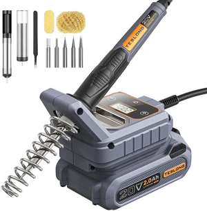 20V Cordless Soldering Iron, 100-500°C, with 2.0Ah Battery | 40s to 425°C; 100-500°C Adjustable; ±20°C Accuracy; Real-Time Display; 45W Type-C PD; 5 Interchangeable Tips; 287g 20V Cordless Soldering Iron, 100-500°C, with 2.0Ah Battery | 40s to 425°C; 100-500°C Adjustable; ±20°C Accuracy; Real-Time Display; 45W Type-C PD; 5 Interchangeable Tips; 287g