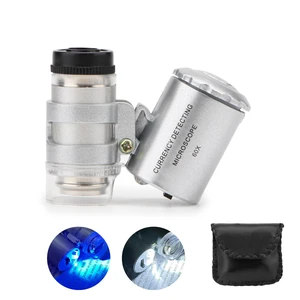60X Mini Illuminated Microscope Pocket Magnifier Portable Jewelers Loupe | Pocket microscope with led uv & leather case for jewelry appreciation, gems, maps, electronic repair (Pocket Magnifiers) 60X Mini Illuminated Microscope Pocket Magnifier Portable Jewelers Loupe | Pocket microscope with led uv & leather case for jewelry appreciation, gems, maps, electronic repair (Pocket Magnifiers)