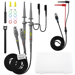 2Pcs P6100 100MHz Universal Oscilloscope Probe,10:1 and 1:1 Switchable Oscilloscope Clip Probes with BNC to Minigrabber Test Lead Kit 2Pcs P6100 100MHz Universal Oscilloscope Probe,10:1 and 1:1 Switchable Oscilloscope Clip Probes with BNC to Minigrabber Test Lead Kit