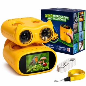 2-in-1 Kids Microscope and Telescope, 1000X Handheld Digital Microscope for Kids, 2.0" Screen, 8 LEDs, 10X Pocket Telescope for Outdoor, 1080P Camera STEM Toys Gift for Boys Girls 4-12, Yellow 2-in-1 Kids Microscope and Telescope, 1000X Handheld Digital Microscope for Kids, 2.0" Screen, 8 LEDs, 10X Pocket Telescope for Outdoor, 1080P Camera STEM Toys Gift for Boys Girls 4-12, Yellow