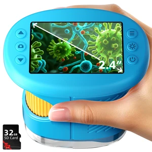 4K 1000X Digital Microscope for Kids with 32G Card, Long Distance Viewing & 2.4" Screen Portable Handheld Edu Toys for Age 3-12 Exploring Bugs Plants at Home Classroom & Outdoor Travel, Blue 4K 1000X Digital Microscope for Kids with 32G Card, Long Distance Viewing & 2.4" Screen Portable Handheld Edu Toys for Age 3-12 Exploring Bugs Plants at Home Classroom & Outdoor Travel, Blue