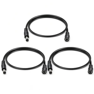 5.5mm x 2.1mm DC Power Extension Cable, 3-Pack, 1.6FT | 12V DC5521 Male to Female Barrel Connector, 18AWG Low Loss Power Cord, For CCTV Security Camera, LED Strip 5.5mm x 2.1mm DC Power Extension Cable, 3-Pack, 1.6FT | 12V DC5521 Male to Female Barrel Connector, 18AWG Low Loss Power Cord, For CCTV Security Camera, LED Strip
