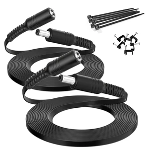 12V DC5521 Flat Extension Cable 30FT/2Pack Female to Male Extender | 9M 5.5mmx2.1mm DC Extended Power Supply Barrel Cord for CCTV Security Cam,DVR,NVR,LED Strip,Monitor,TP-Link Tapo,eufyCam E330 12V DC5521 Flat Extension Cable 30FT/2Pack Female to Male Extender | 9M 5.5mmx2.1mm DC Extended Power Supply Barrel Cord for CCTV Security Cam,DVR,NVR,LED Strip,Monitor,TP-Link Tapo,eufyCam E330