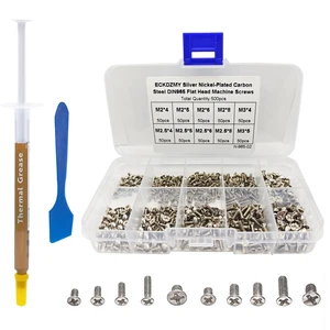 500PCS Silver Laptop Repair Screw Kit M2 M2.5 M3 for SSD | Silver Plated Flat Head Machine Screws for Motherboard Graphics Hard Drive Repair includes 1g Thermal Paste Blue Spreader 500PCS Silver Laptop Repair Screw Kit M2 M2.5 M3 for SSD | Silver Plated Flat Head Machine Screws for Motherboard Graphics Hard Drive Repair includes 1g Thermal Paste Blue Spreader