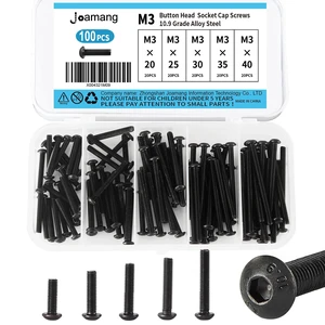 M3 x 20mm 25mm 30mm 35mm 40mm Button Head Socket Cap Screws Bolts, 10.9 Grade Alloy Steel, Black Oxide Finish, Metric Allen Hex Drive, Fully Threaded, Assortment Kit 100Pcs M3 x 20mm 25mm 30mm 35mm 40mm Button Head Socket Cap Screws Bolts, 10.9 Grade Alloy Steel, Black Oxide Finish, Metric Allen Hex Drive, Fully Threaded, Assortment Kit 100Pcs