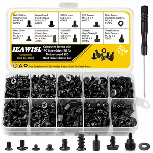 524PCS Computer Screw Kit, Motherboard Standoffs for PC DIY Builds | Fits M.2 NVMe, HDD and Case Fan, Black zinc finished carbon steel, Universal brand compatibility, Clear labeled storage 524PCS Computer Screw Kit, Motherboard Standoffs for PC DIY Builds | Fits M.2 NVMe, HDD and Case Fan, Black zinc finished carbon steel, Universal brand compatibility, Clear labeled storage