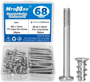 34 Sets (68Pcs) Computer Cooling Fan Screws Kit, Silvery Tone | Radiator Fan Screws Kit (#6-32 x 30mm Fan Screw + M5 x 10mm PC Case Fan Screws) for 60 - 360mm Computer Fans 34 Sets (68Pcs) Computer Cooling Fan Screws Kit, Silvery Tone | Radiator Fan Screws Kit (#6-32 x 30mm Fan Screw + M5 x 10mm PC Case Fan Screws) for 60 - 360mm Computer Fans