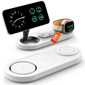 Foldable 3 in 1 Wireless Charging Station for Apple Magsafe Charger Stand | for Apple Watch 5W Fast Charger,15W Magnetic Charging Station for iPhone 17 16 15 14 13 12 Series Wireless Charging Station Foldable 3 in 1 Wireless Charging Station for Apple Magsafe Charger Stand | for Apple Watch 5W Fast Charger,15W Magnetic Charging Station for iPhone 17 16 15 14 13 12 Series Wireless Charging Station