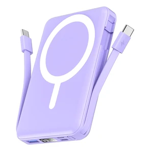 for Magsafe Power Bank, 10000mAh Magnetic Portable Charger | Built-in Double USB-C Cables, 20W PD Fast Charging Wireless Battery pack for iPhone 17/16/15/14/13/12 Series-Purple for Magsafe Power Bank, 10000mAh Magnetic Portable Charger | Built-in Double USB-C Cables, 20W PD Fast Charging Wireless Battery pack for iPhone 17/16/15/14/13/12 Series-Purple