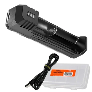 UI1 Single-Slot Intelligent Lithium-ion Battery USB Charger for 18650, 18350, 20700, 21700, 16340, 14500 and More, and Organizer UI1 Single-Slot Intelligent Lithium-ion Battery USB Charger for 18650, 18350, 20700, 21700, 16340, 14500 and More, and Organizer