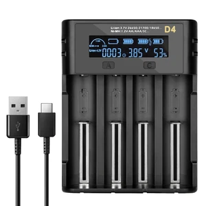 Smart 18650 Battery Charger, Universal 4 Port Charger with LCD Display for Rechargeable 14500 18500 18650 18700 20700 21700 22650 26650, 1.2V Ni-MH/Ni-Cd AA AAA C (Batteries not Included) Smart 18650 Battery Charger, Universal 4 Port Charger with LCD Display for Rechargeable 14500 18500 18650 18700 20700 21700 22650 26650, 1.2V Ni-MH/Ni-Cd AA AAA C (Batteries not Included)
