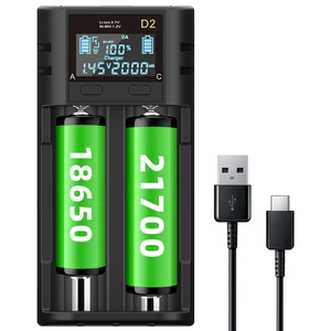 Battery Charger for 18650, 21700, AA & AAA Rechargeable Batteries, Universal Li-ion & Ni-MH Charger with LCD Display, Independent Smart Charging Battery Charger for 18650, 21700, AA & AAA Rechargeable Batteries, Universal Li-ion & Ni-MH Charger with LCD Display, Independent Smart Charging