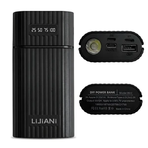 DIY Detachable Battery Box for 18650/21700 Lithium Ion 22.5W Quick Charge, Dual Port USB-A and USB-C Black (Battery Not Included) DIY Detachable Battery Box for 18650/21700 Lithium Ion 22.5W Quick Charge, Dual Port USB-A and USB-C Black (Battery Not Included)