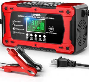 Car Battery Charger 12V 10A Automatic Smart Trickle Charger & Maintainer | Temperature Compensation LCD Display 8 In 1 Protection Suitable for Car Truck Motorcycle Lawn Mower Boat Car Battery Charger 12V 10A Automatic Smart Trickle Charger & Maintainer | Temperature Compensation LCD Display 8 In 1 Protection Suitable for Car Truck Motorcycle Lawn Mower Boat