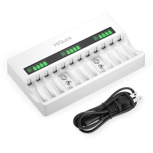 Battery Charger for AA AAA 9V NI-MH Rechargeable Batteries | 12 independent slots, charges AA AAA 9V NiMH/NiCD,quick charge in 3h, LCD display,built-in AC plug,smart detectio Battery Charger for AA AAA 9V NI-MH Rechargeable Batteries | 12 independent slots, charges AA AAA 9V NiMH/NiCD,quick charge in 3h, LCD display,built-in AC plug,smart detectio