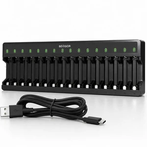16 Bay Battery Charger AA AAA for NiMH Rechargeable Batteries | Type-C QC/PD 24W Quick Charge Input, Independent Full Speed Charging For Each, Ultra Slim Desigh - Battery NOT Included 16 Bay Battery Charger AA AAA for NiMH Rechargeable Batteries | Type-C QC/PD 24W Quick Charge Input, Independent Full Speed Charging For Each, Ultra Slim Desigh - Battery NOT Included