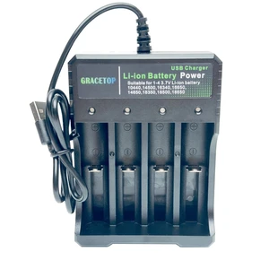 4-Bay Charger Independent Charging for 1-4 Li-ion Batteries with Multiple Protections and LED Indicators Compatible with 10440, 14500, 16340, 16650, 14650, 18350, 18500, 18650, 5V 2A 4-Bay Charger Independent Charging for 1-4 Li-ion Batteries with Multiple Protections and LED Indicators Compatible with 10440, 14500, 16340, 16650, 14650, 18350, 18500, 18650, 5V 2A
