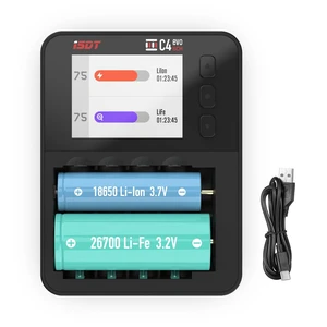 C4 EVO Smart Universal Fast Battery Charger | AA AAA 18650 21700 Compatible, Discharger for Ni-MH/NiZn/Li-Ion with Cycle Activate, USB-C Input C4 EVO Smart Universal Fast Battery Charger | AA AAA 18650 21700 Compatible, Discharger for Ni-MH/NiZn/Li-Ion with Cycle Activate, USB-C Input