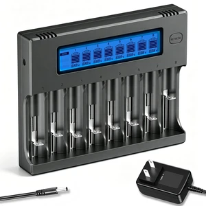 18650 Battery Charger, 8-Bay Smart LCD Display, Fast Charge Rechargeable Li-ion LiFePO4 Ni-MH Ni-Cd AA AAA CR123a 21700 26650 13650 16340 18350 18700 18650 Battery Charger, 8-Bay Smart LCD Display, Fast Charge Rechargeable Li-ion LiFePO4 Ni-MH Ni-Cd AA AAA CR123a 21700 26650 13650 16340 18350 18700