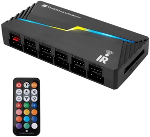 ARGB and Fan HUB X12 IR Black,12-Port 4Pin PWM Controller,5V-3pin ARGB,Supports 12 Fan Interface Connections and Comes with A Remote Control for Lighting, Without Sata Cable Included ARGB and Fan HUB X12 IR Black,12-Port 4Pin PWM Controller,5V-3pin ARGB,Supports 12 Fan Interface Connections and Comes with A Remote Control for Lighting, Without Sata Cable Included