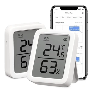 Thermometer Hygrometer, Bluetooth Indoor Humidity Meter and Temperature Sensor with App Control, Large LCD Display, Notification Alerts, Data Storage Export, Remote Monitor for Home (2 Pack) Thermometer Hygrometer, Bluetooth Indoor Humidity Meter and Temperature Sensor with App Control, Large LCD Display, Notification Alerts, Data Storage Export, Remote Monitor for Home (2 Pack)
