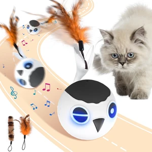 Cat Toys Ball, Smart Motion Sensor Moving Ball with 4 Sounds& 3 Speed Modes | Interactive Automatic Cat Toy for Indoor Cats,Fast Rolling Motion Activated Chirping Stimulating Light, 2 Feather Refill Cat Toys Ball, Smart Motion Sensor Moving Ball with 4 Sounds& 3 Speed Modes | Interactive Automatic Cat Toy for Indoor Cats,Fast Rolling Motion Activated Chirping Stimulating Light, 2 Feather Refill